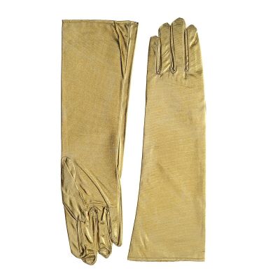 Women's Metallic Long Gold Gloves