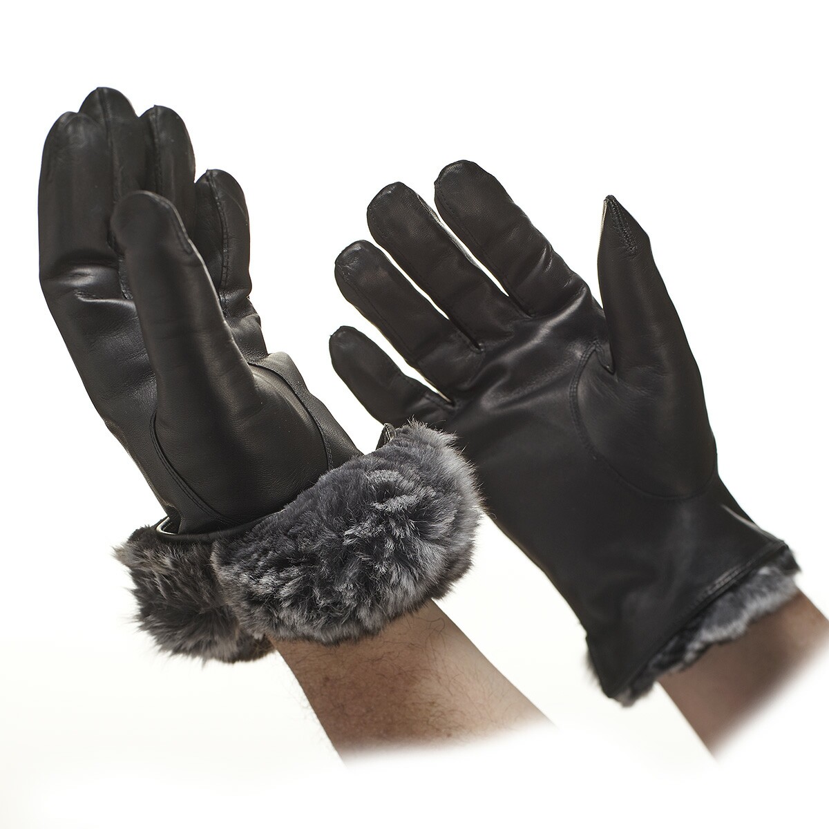 Women's Winter Gloves – Luxury Genuine Fox Fur Trim, Lined, Wrist Length – One Size
