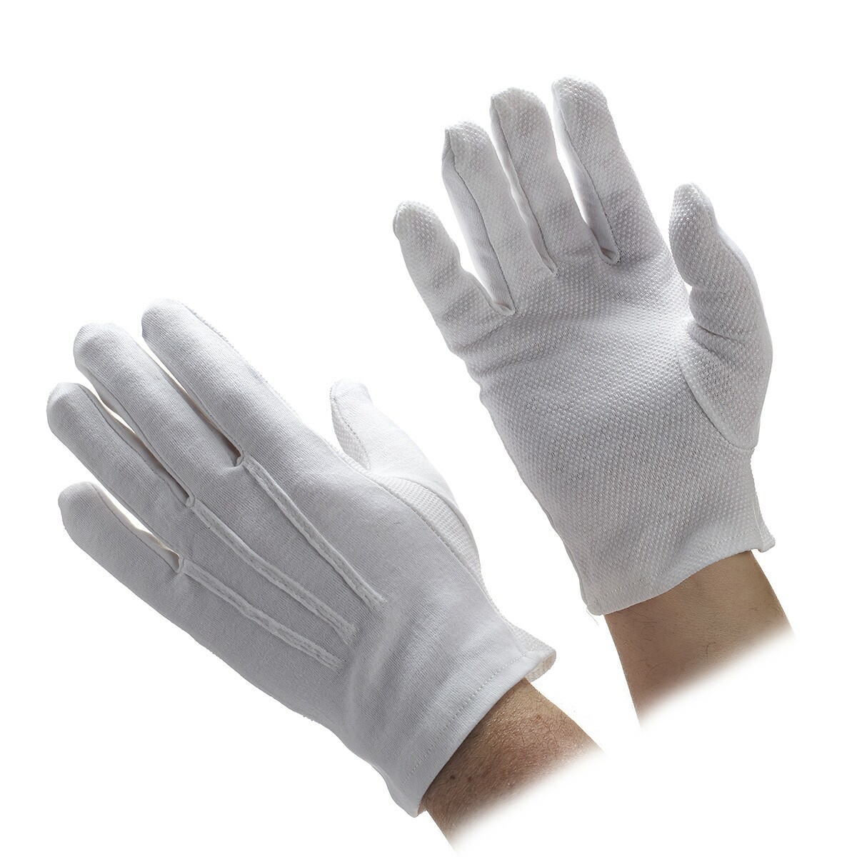 Dozen White Cotton Dress Gloves Slip-On Large