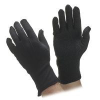 Extra Long Black Cotton Beaded Grip Gloves